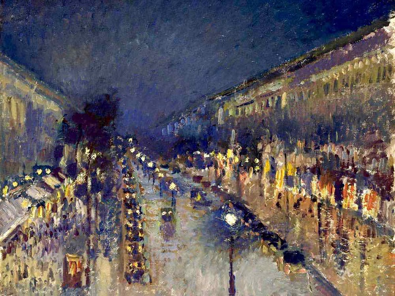 The Boulevard Montmartre at Night, Camille Pissarro, 1897, National Gallery, London